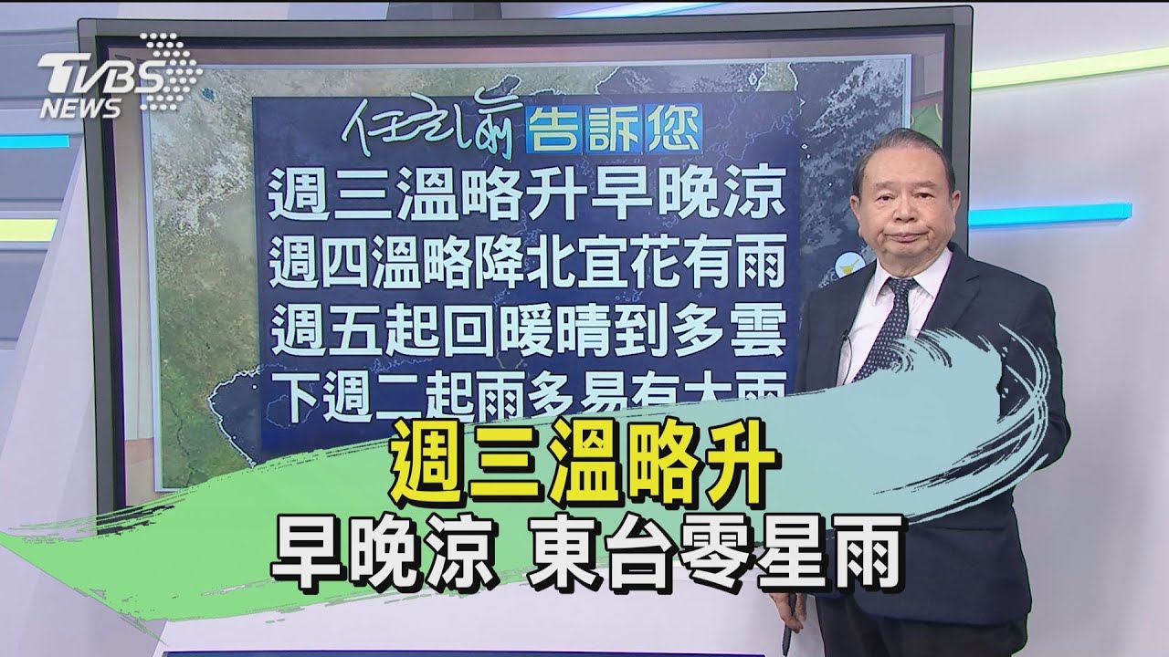 週三溫略升早晚涼　東台零星雨