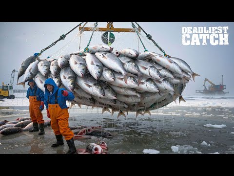Amazing Giant Fish Fishing Skill in the Ice River – The Fish Catching Net Under Ice I’ve Never Seen