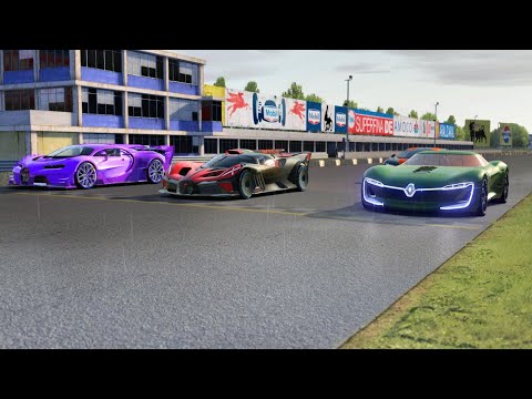 Renault Trezor vs Bugatti Bolide vs Bugatti Vision GT vs Bugatti Chiron SS 300+ at Monza Full Course