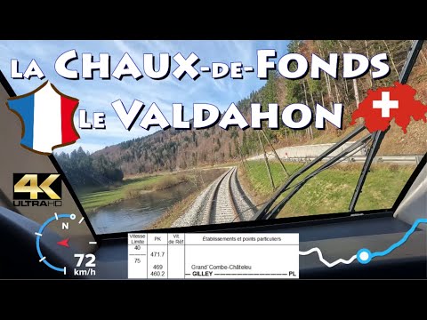 CAB RIDE 4K 🇨🇭 La Chaux-de-Fonds - Le Valdahon 🇫🇷  Ligne horlogers SNCF TER Bourgogne Franche-Comté