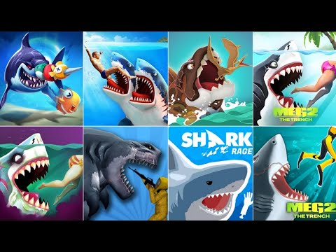 ✅Hungry Shark Evo vs World vs Hungry Dragon vs Double Shark Attack - All Sharks & Dragons Unlocked