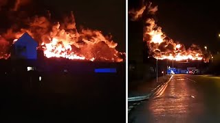 video: Bradford fire: Schools closed and trains disrupted after 100 firefighters tackle scrap tyre blaze