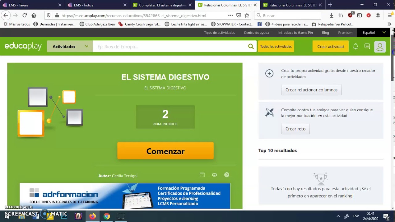El sistema digestivo. Juegos.