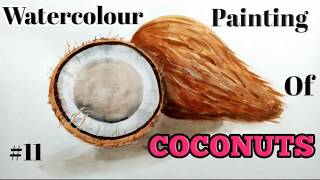 preview picture of video 'Watercolour painting of coconuts​'