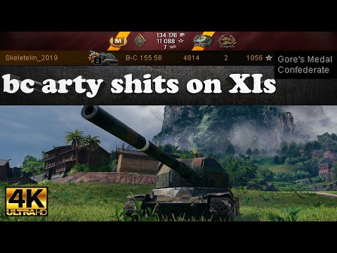 Bat.-Châtillon 155 58 arty sh*ts on XIs – 4814 dmg, 2 kills, 1056 exp, 1408 stunned | Ultra HD 4K Wo
