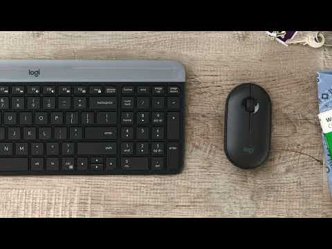 Kit Teclado e Mouse Logitech Slim Ultrafino, Teclas Silenciosas, Sem Fio Grafite - MK470