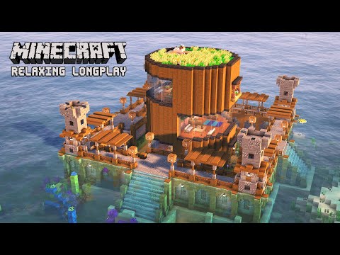 We Built a Large Survival Base Submerged in Water - Minecraft Relaxing Longplay (No Commentary)