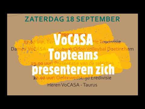Uitnodiging Teampresentatie VoCASA Dames 1 en Heren 1, seizoen 2021-2022