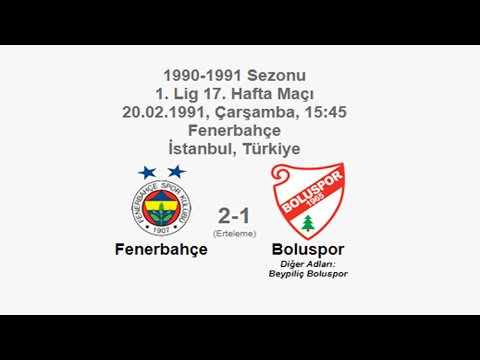Fenerbahçe 2-1 Boluspor 20.02.1991 - 1990-1991 Turkish 1st League Matchday 17 (FB's Goals) (Ver. 2)