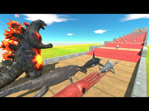 Polar Bear Climbing Challenge | Aquatics VS Godzilla Burning - Animal Revolt Battle Simulator