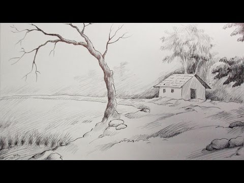 Pen Ink Drawing Tutorial | How to Draw A Scenery