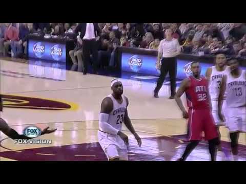 Lebron James Blocks Kent Bazemore Shot!   Hawks vs Cavaliers   Nov  14, 2014   2014 15 Season