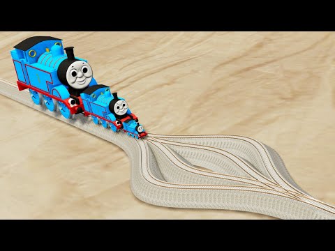 Impossible Thomas the Tank Engine Vs Weird Overlapping Rail Tracks Vs Trains - BeamNG.Drive