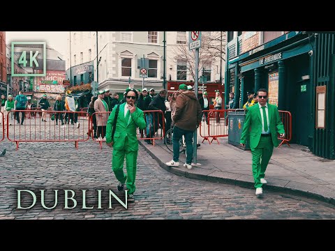 Saint Patrick's Day Celebrations in Dublin Ireland - 4K City Walk