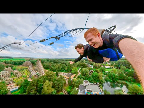 Sky Diver - Walibi Holland - Onride - 4K - Wide Angle