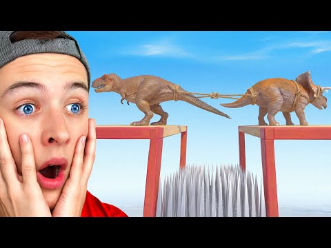 Reacting to DINOSAUR TUG OF WAR BATTLE in ARBS!