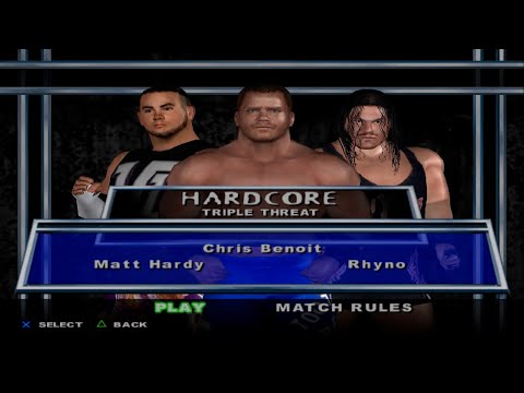 WWE SmackDown! Here Comes the Pain - MattHardy VS ChrisBenoit VS Rhyno (HARDCORE)