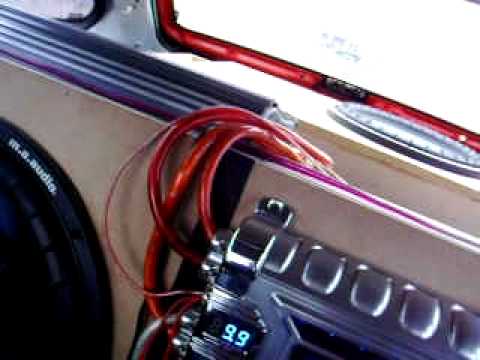 power acoustik 5500d amp, 30 farad cap, two ma audio hk15x2 subs, four 6x9s, four 4 inch speakers