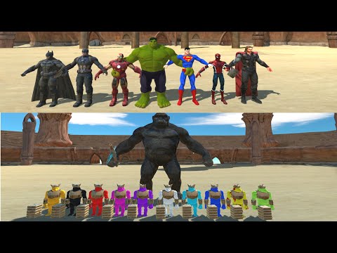 THE AVENGERS VS KING KONG AND 10 GHOR HAMMER AT THE ARENA - Animal Revolt Battle Simulator