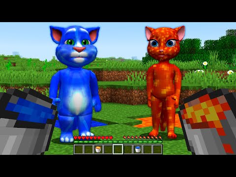 WATER TALKING TOM vs LAVA TALKING ANGELA in Minecraft ! Animation Challenge - GAMEPLAY Movie traps