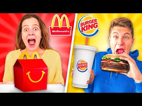 LET'S EAT ONLY MC DONALD'S VS BURGER KING FOR 24 HOURS!! *CHALLENGE*
