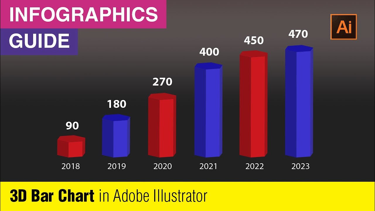 Modern 3D Data Visualization Infographic Template | 3D Bar Chart | Adobe Illustrator Tutorial
