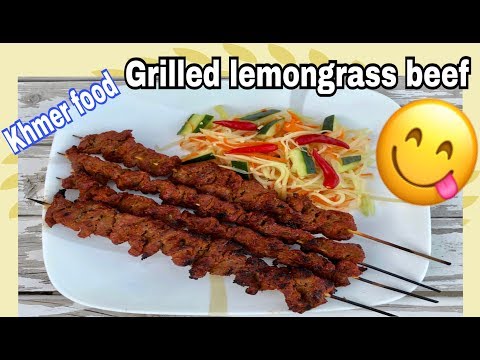 Grilled Lemongrass beef skewer | Khmer food |...
