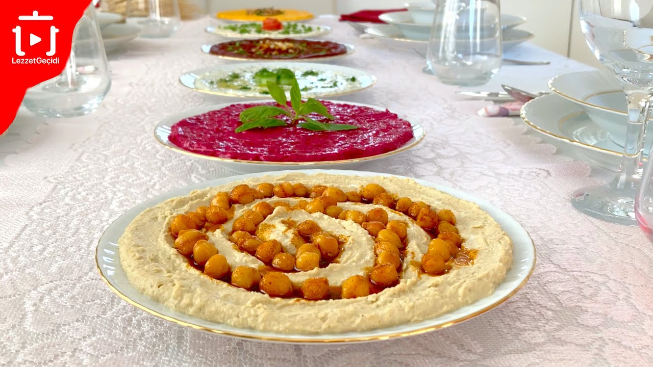Pratik 6 Çeşit Meze Tarifi – Haydari, Muhammara, Mütebbel, Humus, Havuç Tarator, Pancar mezesi