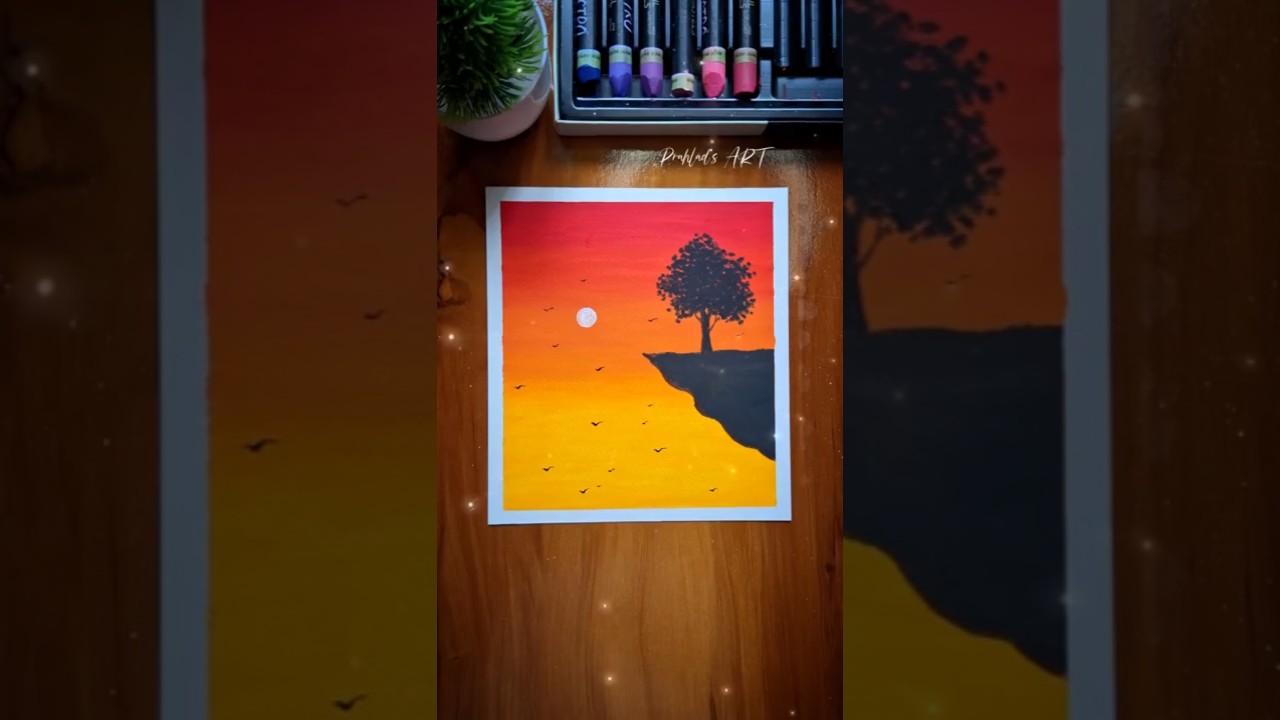 🌅 Mesmerizing Sunset Landscape Painting