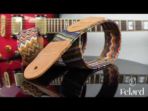 Ремінь для гітари та укулеле елементи з натуральної світлої рудої шкіри, з відділенням для медіатора та перехідником - фото 2 - id-p2733407762