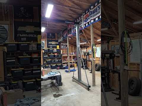 one of the best additions to our shop this year: Harbor Freight gantry crane! #harborfreighttools