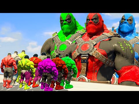 Incredible Hulk | Hulk-Pool Army vs Violet Hulk & Red Hulk & Grey Hulk - What If