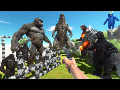 Parkour & Rescues BIG BOSS KING KONG and Fights Godzilla, Dinosaurs - Animal Revolt Battle Simulator