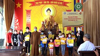 UBMTTQVN phường Yên Bình phối hợp quỹ thiện tâm Minh Thức Ninh Bình, Chùa Lý Nhân và các Phật tử trao quà từ thiện cho trẻ em mồ côi, có hoàn cảnh khó khăn trên địa bàn thành phố