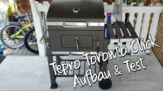 tepro Holzkohlegrill Grillwagen Toronto Click, Grillfläche: ca. 56 x 41,5 cm, Anthrazit/Edelstahl
