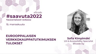 Eurooppalainen verkkokauppatutkimuksen tulokset | Sofia Kimpimäki | Saavuta 2022