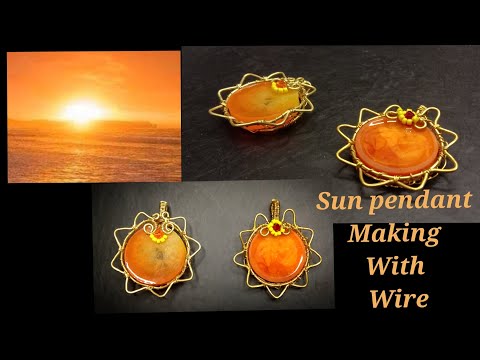 How to make a wire wrap Sun pendant using resin pandent, easy wire wrapping tutorial for beginners