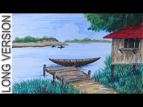 How to Draw A Riverside Village Landscape LONG VERSION | Episode 13