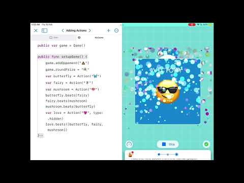 Ajman ATHS students using Swift Playgrounds to create game challenges