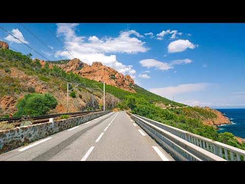 Corniche d'Or (Golden Corniche) Scenic Drive 4K | Saint-Raphaël to Cannes, French Riviera