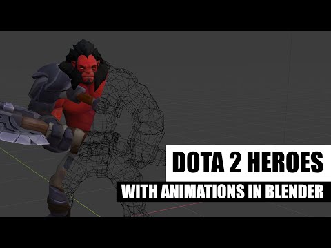 Dota2 heroes with game animations in Blender