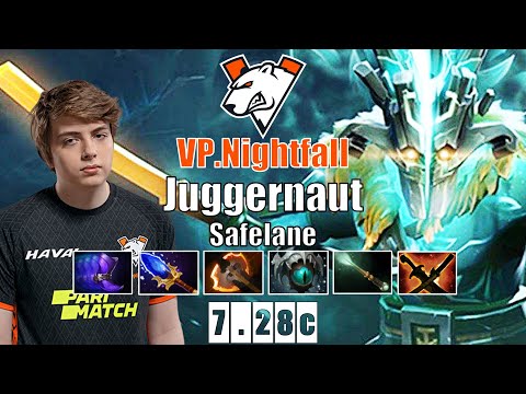 Juggernaut Safelane | VP.Nightfall | INSANE FAST FARM 14 MIN BATTLE FURY | 7.28c Gameplay Highlights