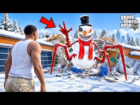 Big SNOW MONSTER Destroys Los Santos in GTA 5 ! in Telugu