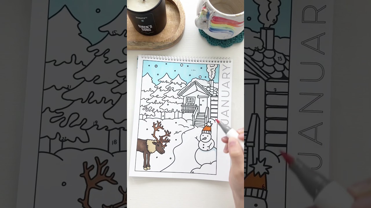 Winter Wonderland January Calendar Coloring Page #coloringbookforadults #coloringbooksforadults