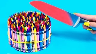 EXPERIMENT Glowing 1000 degree KNIFE VS 20 OBJECTS! Crayons Orbeez School Supplies Toys! SATISFYING