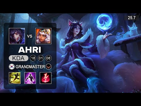 Ahri vs Qiyana Mid - KR Grandmaster - Patch 25.7 Season 15