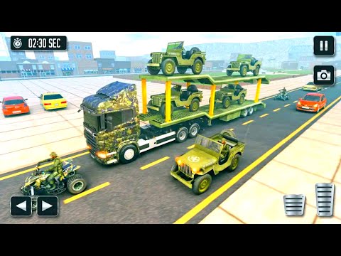 Transporting US Army Jeep in Long Trailer Truck - Airplane Transport Car 2021 - Android Gameplay #6