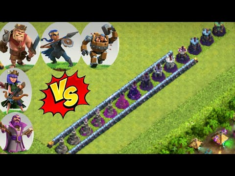 All Heroes vs All Wizard Tower Levels | clash of clans