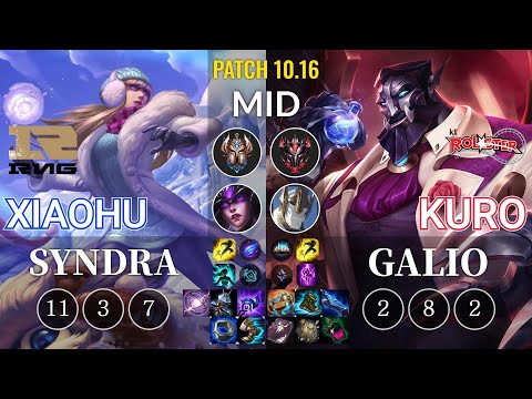 RNG Xiaohu Syndra vs KT Kuro Galio Mid - KR Patch 10.16