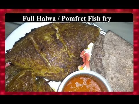 Full Halwa / Pomfret Fish fry - पूर्ण हलवा मासे तळणे - Fried fish recipe - ENGLISH Subtitles Video